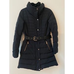 Zara Black Puffer Jacker with Removable Collar